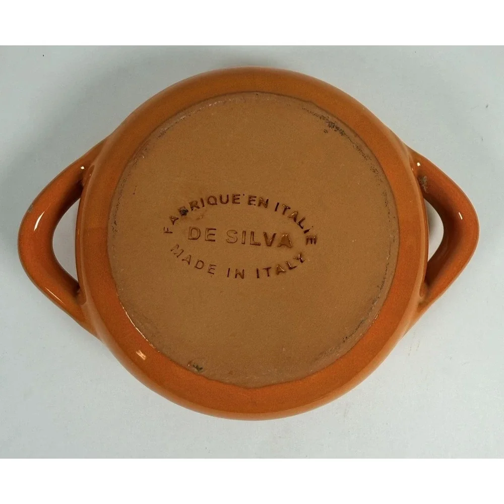 De Silva Set Of Two Italian Terracotta Glaze Bowls with Handles 5 Inches